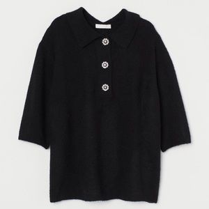 H&M black soft sweater with decorative buttons